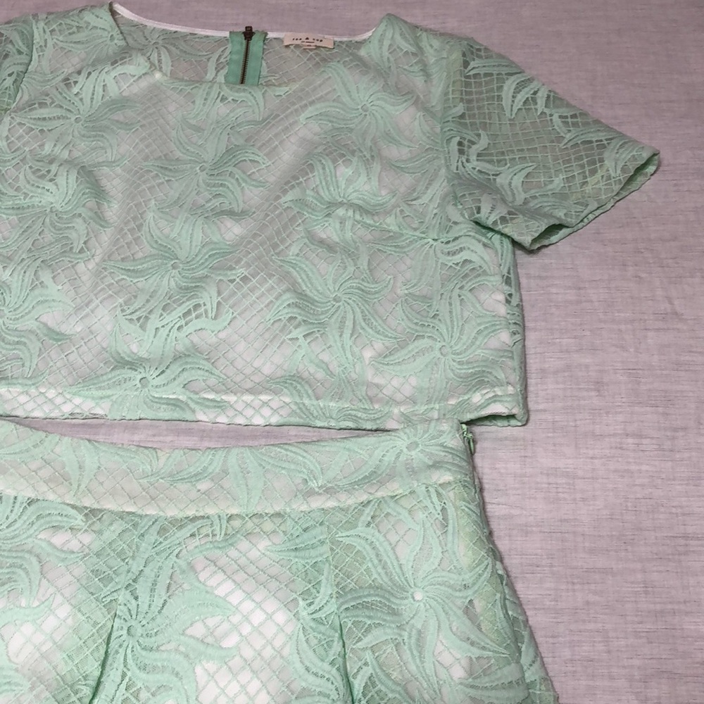 Mint and Lace crop top and skirt set